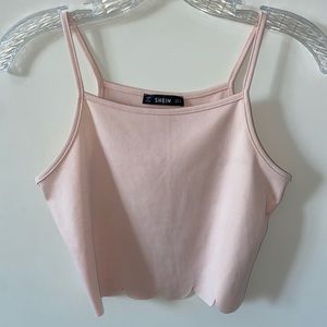 pink skinny strap tank top crop top.